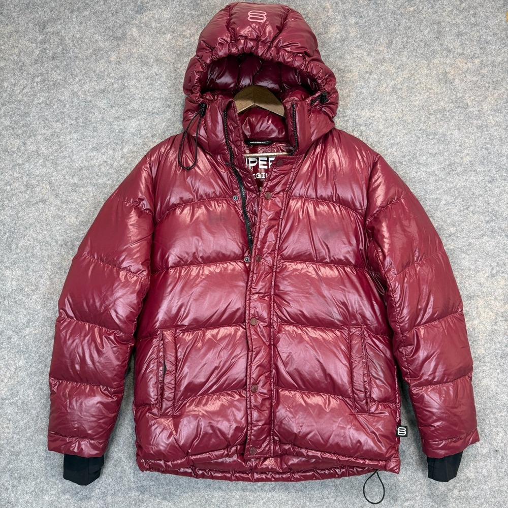 Aritzia The Super Puff Goose Down Jacket Adult Small 700 Fill Burgundy Gloss Red